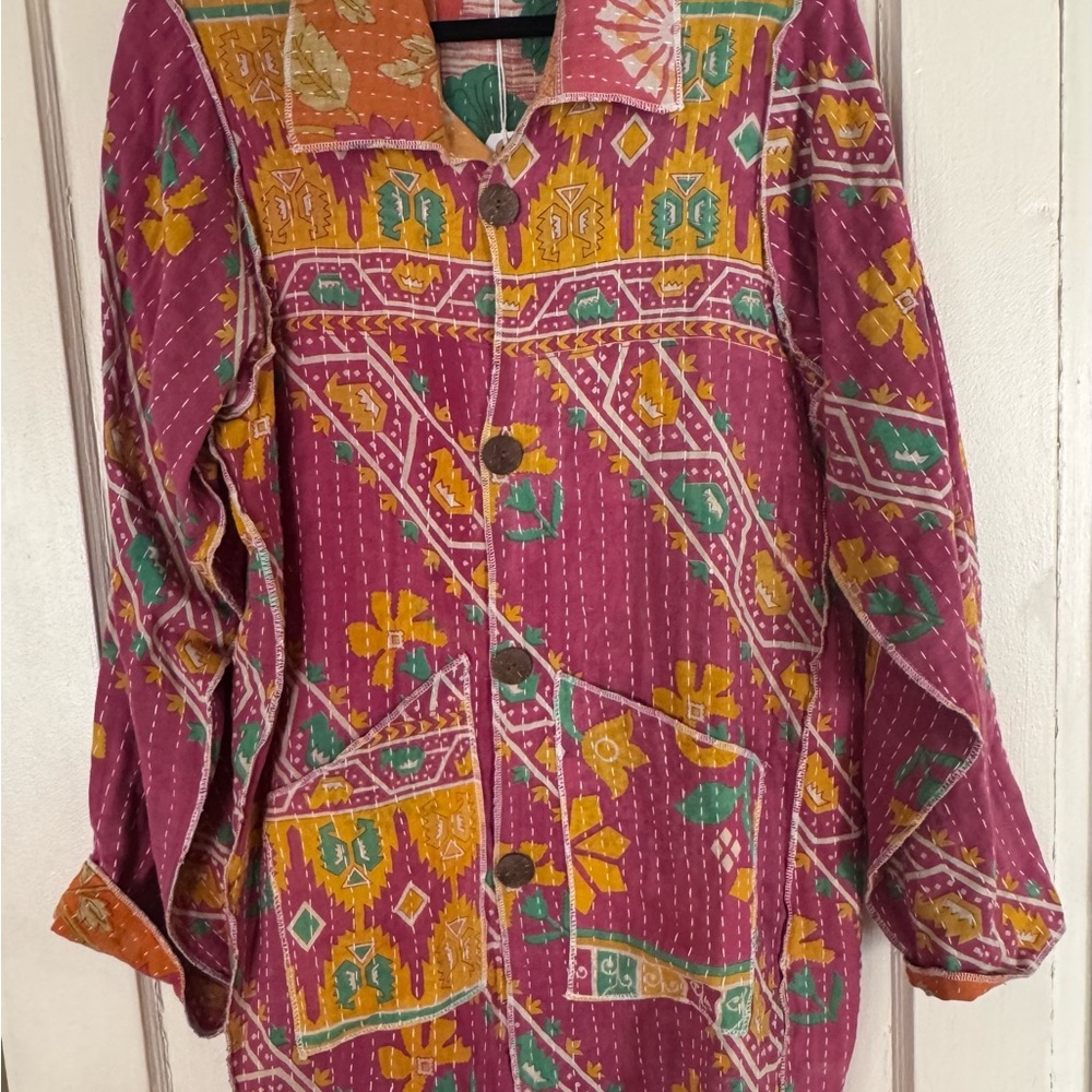 New Kantha Cotton and Cotton Colorful Floral Women's Jacket